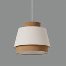 Suspension blanche et sable ASPEN en coton-Lin-métal E27