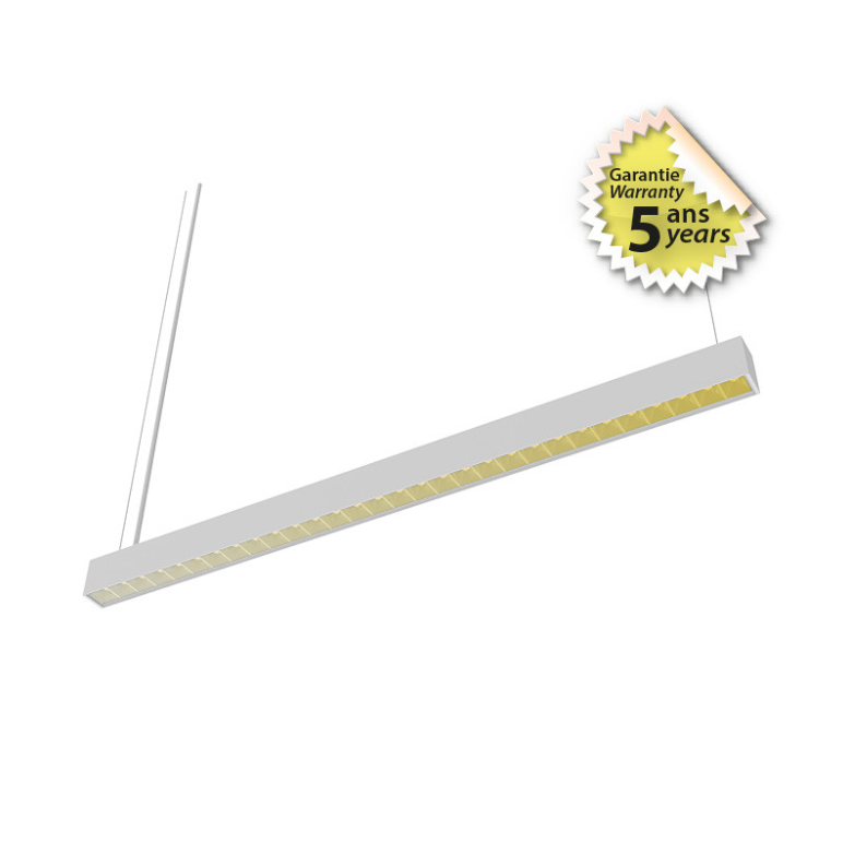 Linéaire blanc 1200MM PROLINE Reflecteur 24W CCT 3000-4000°K UGR<19 Dimmable DALI 2 - Garantie 5 ans