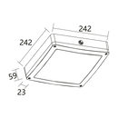 Hublots carré MARITE 242mm Blanc RAL 9016 4000K 18W 110° Détecteur luminosité et présence