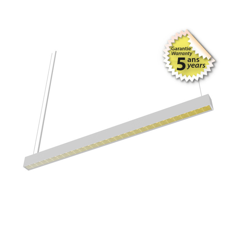 Linéaire blanc 1500MM PROLINE Reflecteur 30W CCT 3000-4000°K UGR<19 Dimmable DALI 2 - Garantie 5 ans