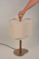 Lampe à poser bois et tissu écru PEBBLE E27