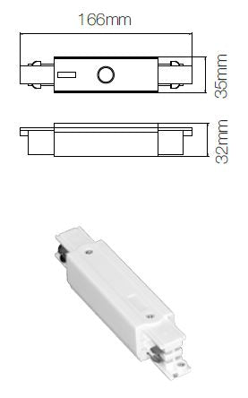 Connecteur linéaire blanc pour rail
